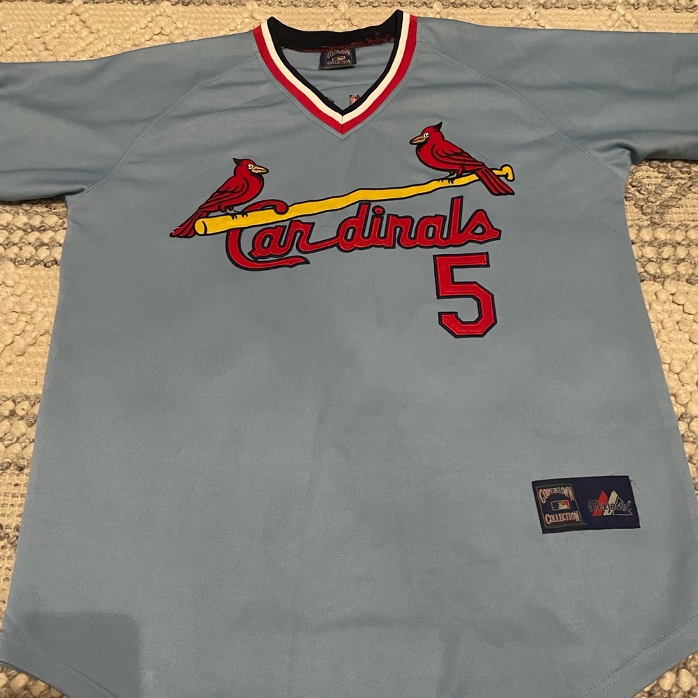 Majestic Light Blue Jersey with Red and White Accents
